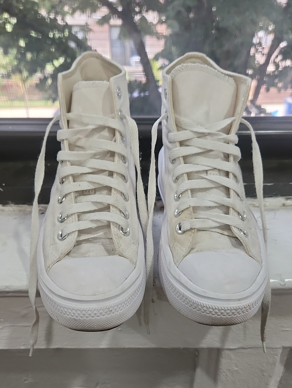 Converse High-Top Sneakers in Off-White/Cream